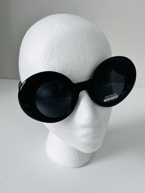 New Black Oversized Retro Women Thick Round Chic Mod Boho Sunglasses 100% UV